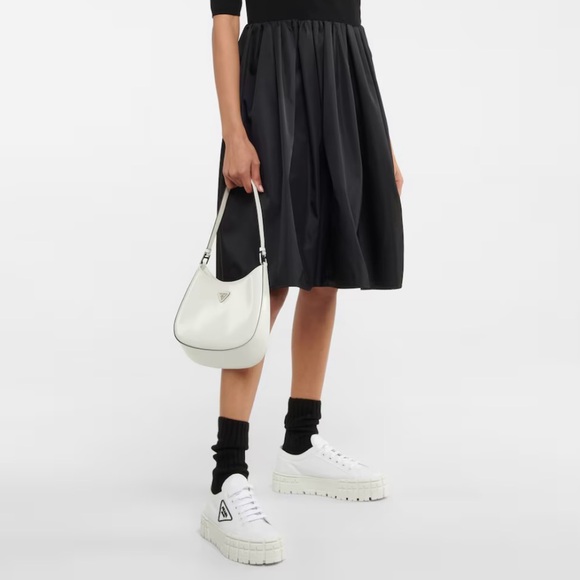 Prada Women's White Double Wheel Platform Sneaker - Picture 5 of 13